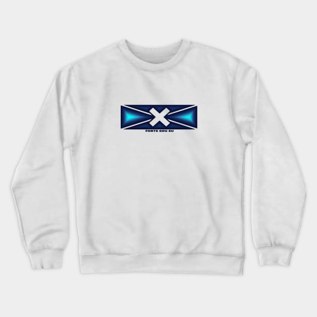 STRONG. FORTE SOU EU. WHITE BLUE. SAMER BRASIL Crewneck Sweatshirt by Samer Brasil